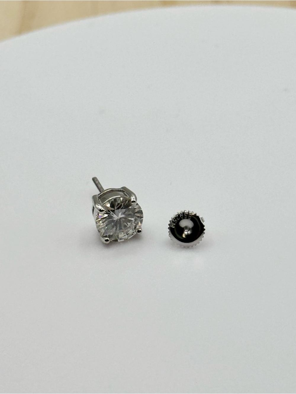 Classic Silver Moissanite Stud Earrings With Screw-back Closures